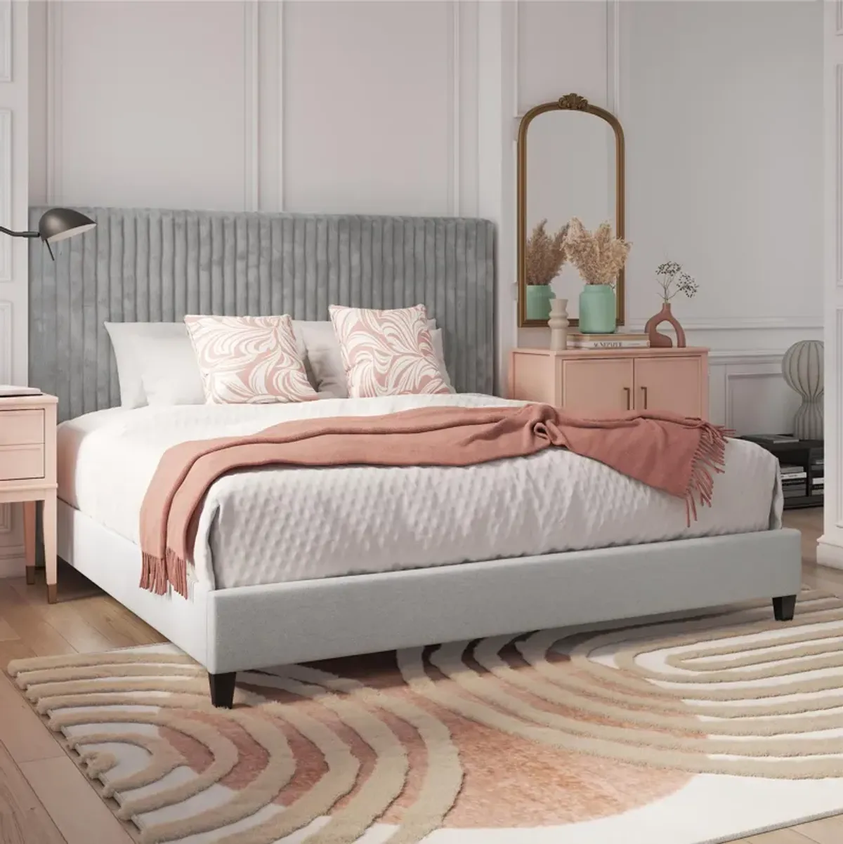 Mondo Platform Frame Bed with Adjustable Tufted Headboard