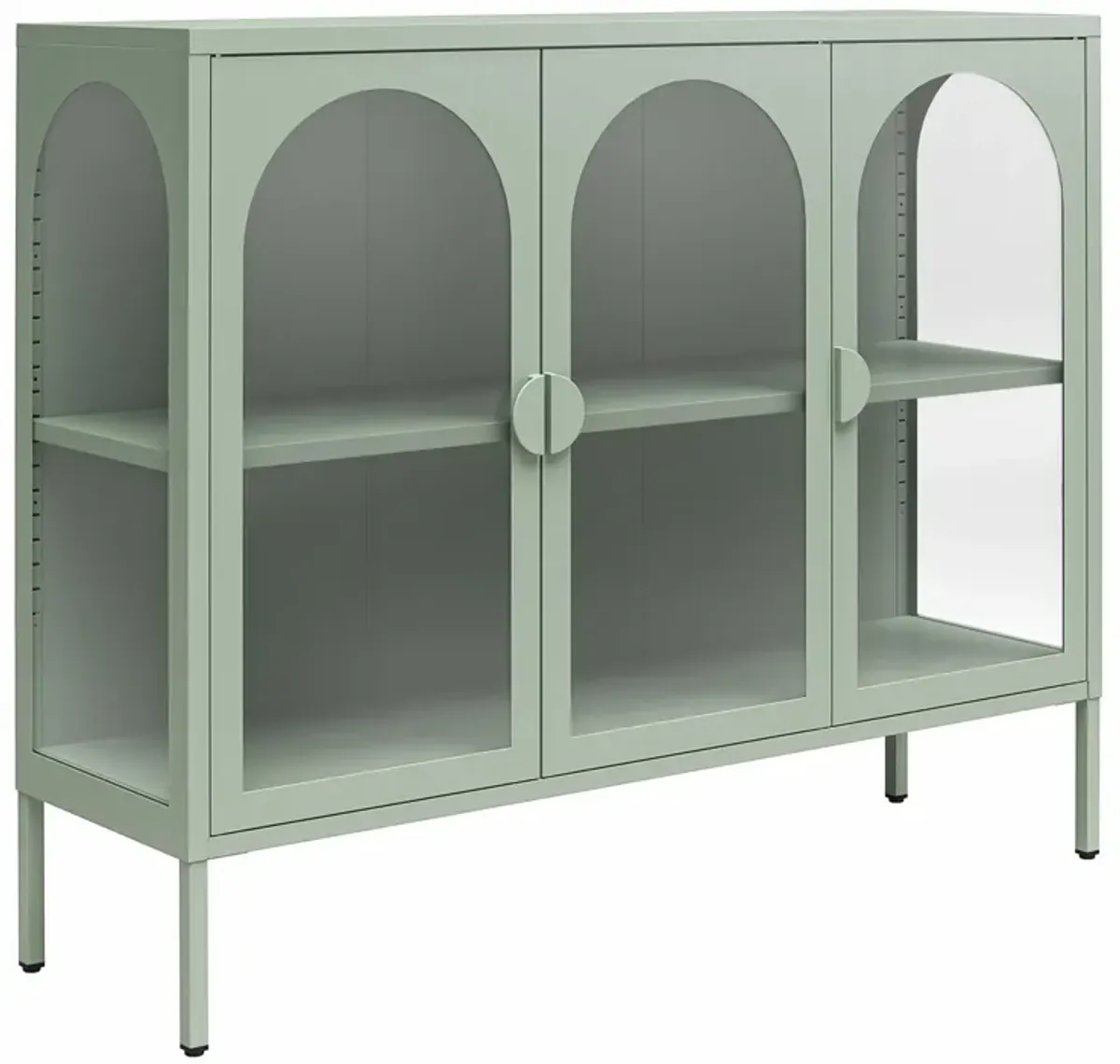 Chloe Metal Accent Cabinet With 3 Arched Glass Doors