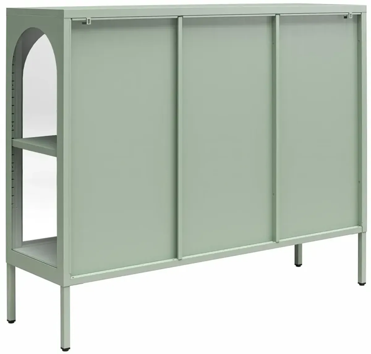 Chloe Metal Accent Cabinet With 3 Arched Glass Doors