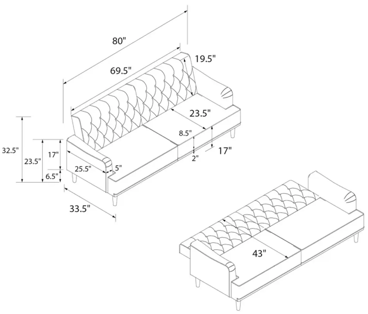 Stella Vintage Convertible Sofa Bed Futon