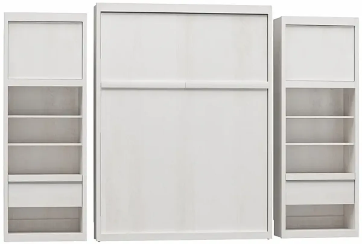 Paramount Murphy Bed Bundle with 2 Bedside Bookcase Cabinets & Slide-Out Nightstands