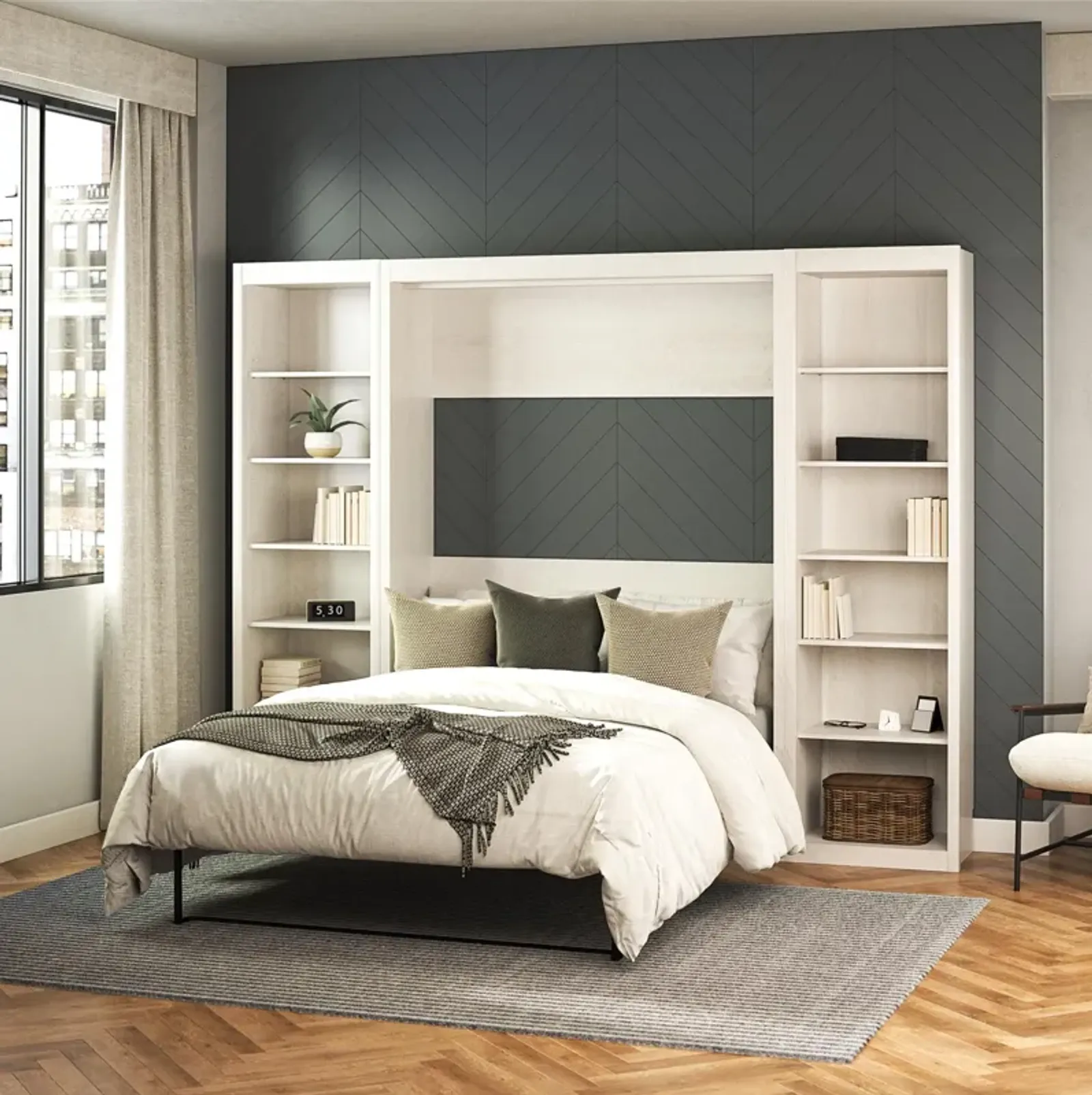 Paramount Murphy Bed with 2 Open Storage Side Cabinets