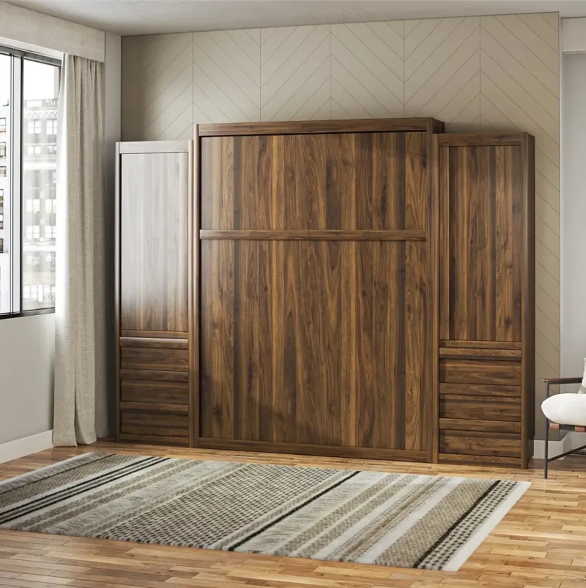 Paramount Murphy Bed Bundle with 2 Armoire Side Cabinets