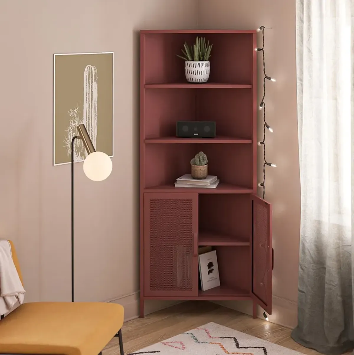 Channing 2 Doors Corner Storage Cabinet with Shelves