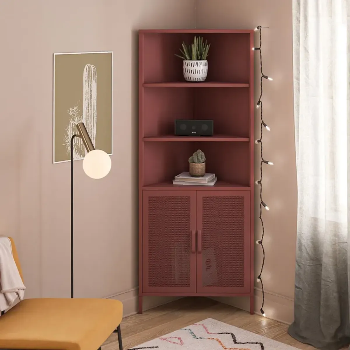 Channing 2 Doors Corner Storage Cabinet with Shelves