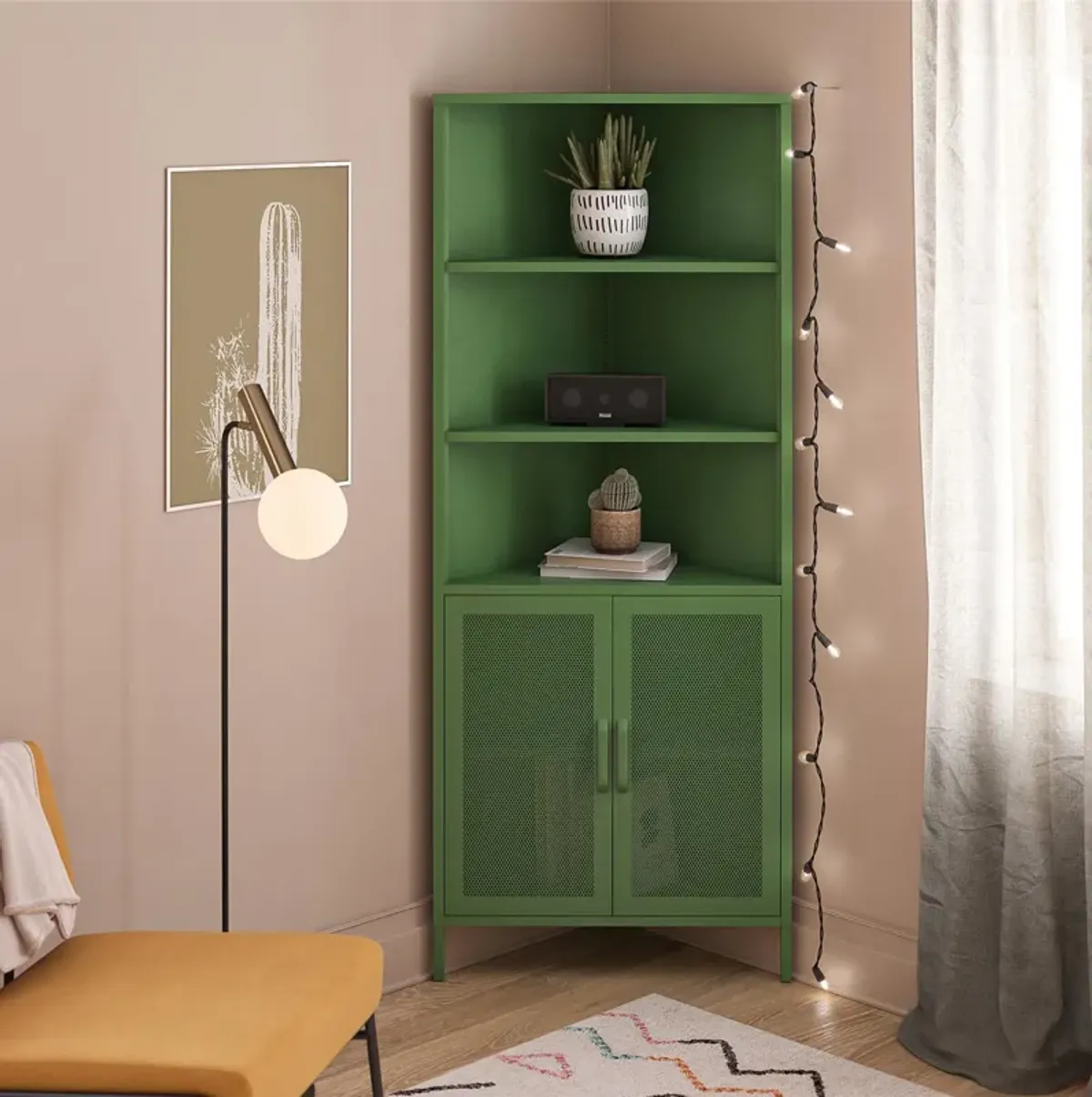 Channing 2 Doors Corner Storage Cabinet with Shelves