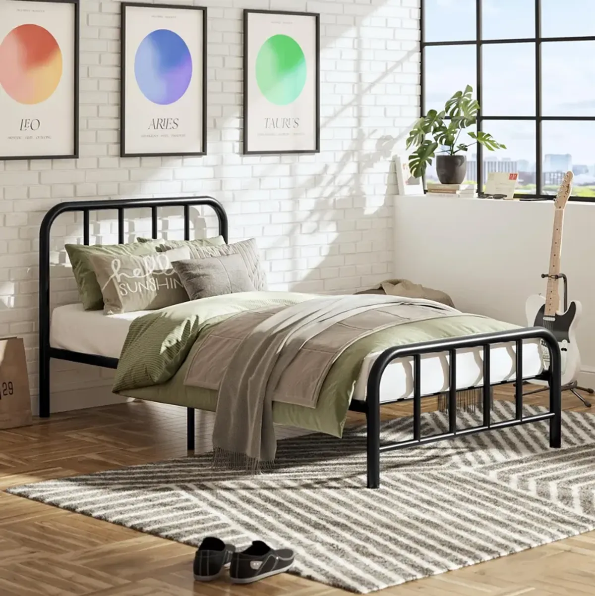 Marva Twin Metal Bed Frame with Headboard