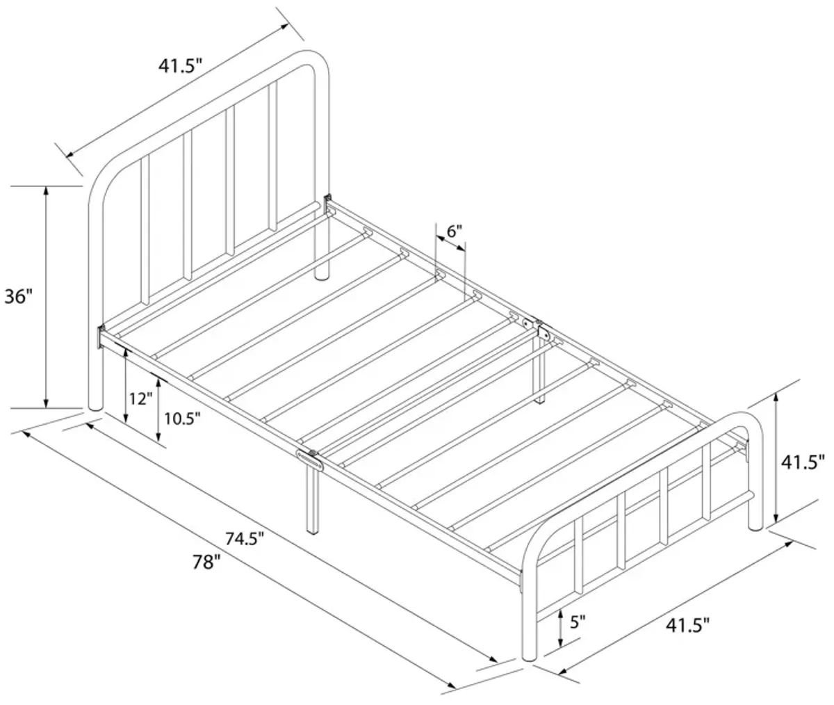 Marva Twin Metal Bed Frame with Headboard