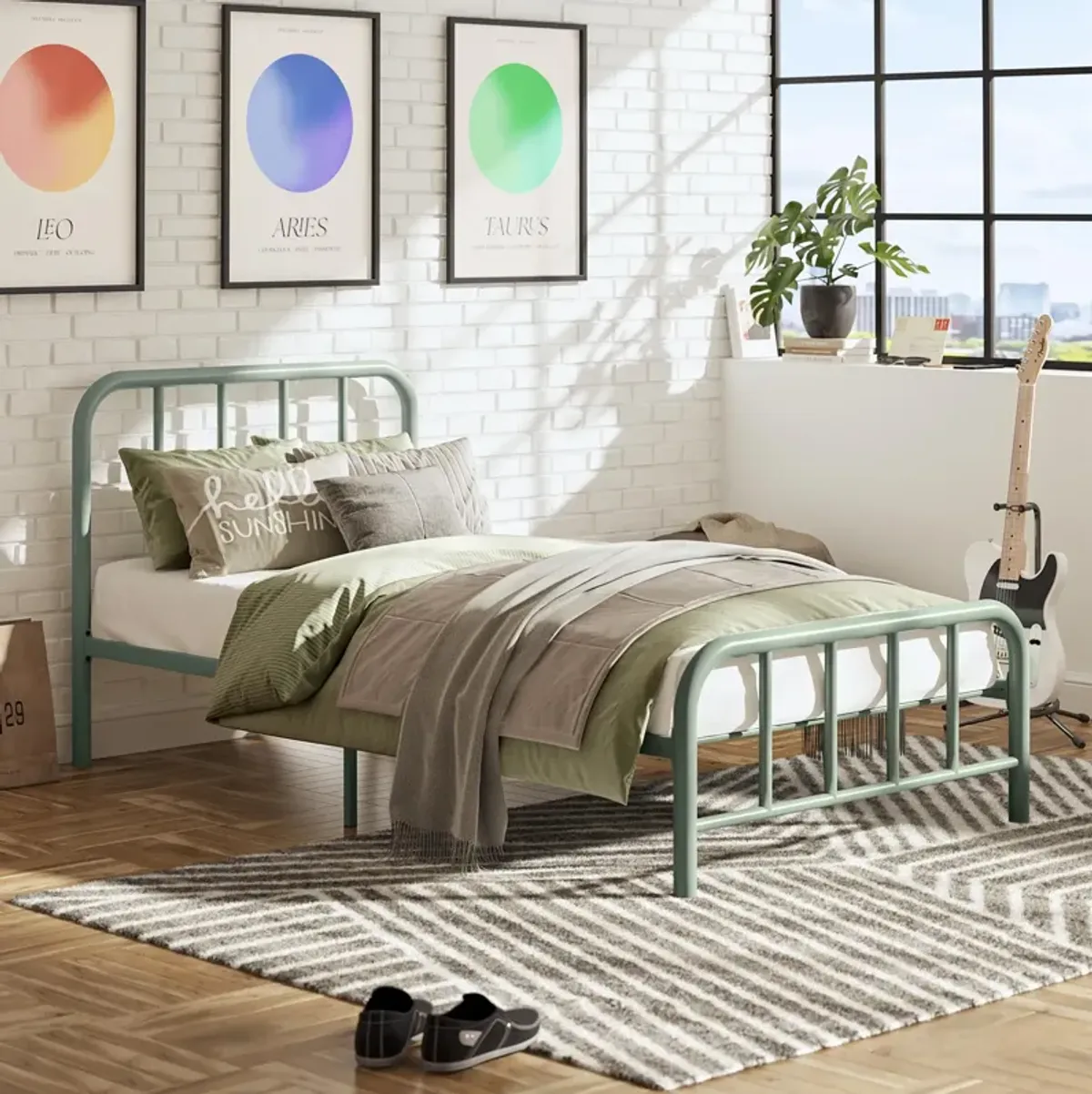 Marva Twin Metal Bed Frame with Headboard