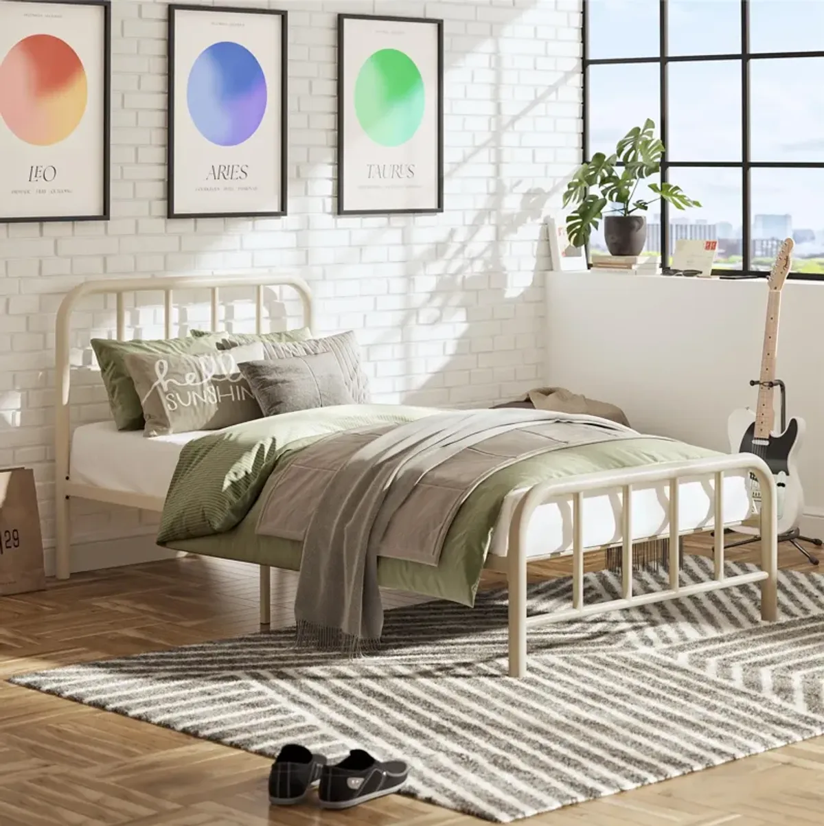 Marva Twin Metal Bed Frame with Headboard