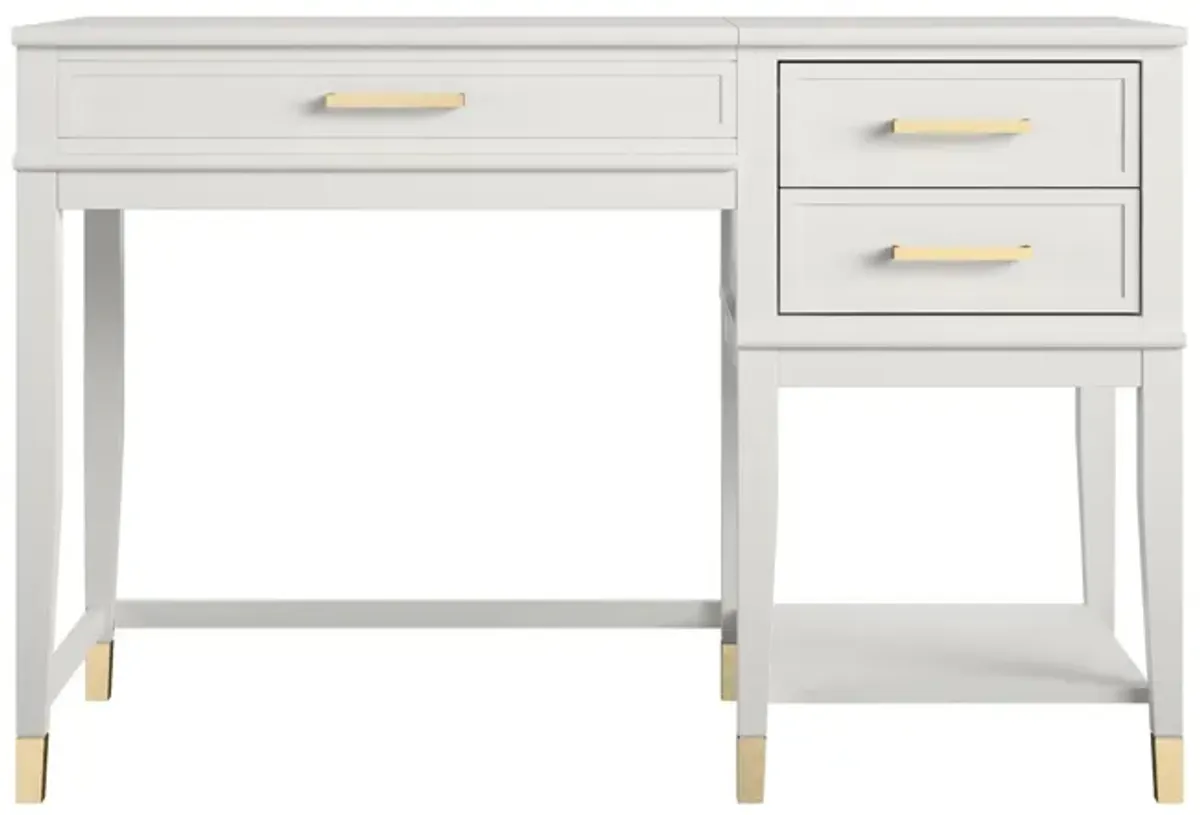 Westerleigh Lift-Top Computer Desk with Gold Accents
