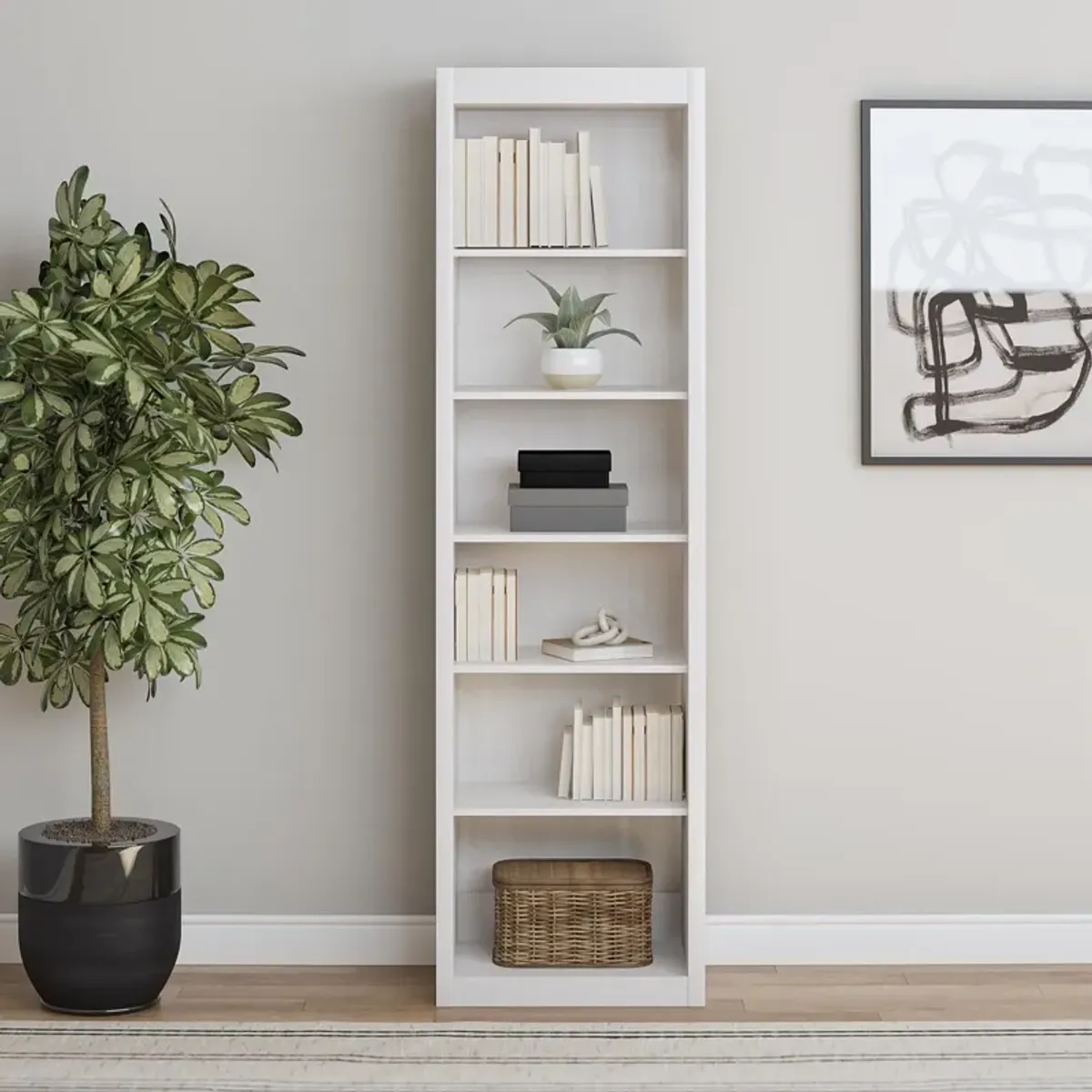 Paramount Tall 6-Shelf Open Storage Tower Bookcase