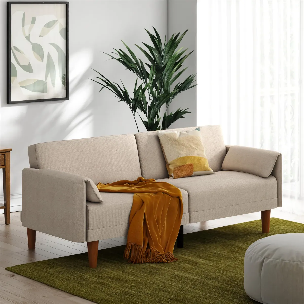 Markham 80.5 inch Futon Sofa Bed with 2 Attached Cushions