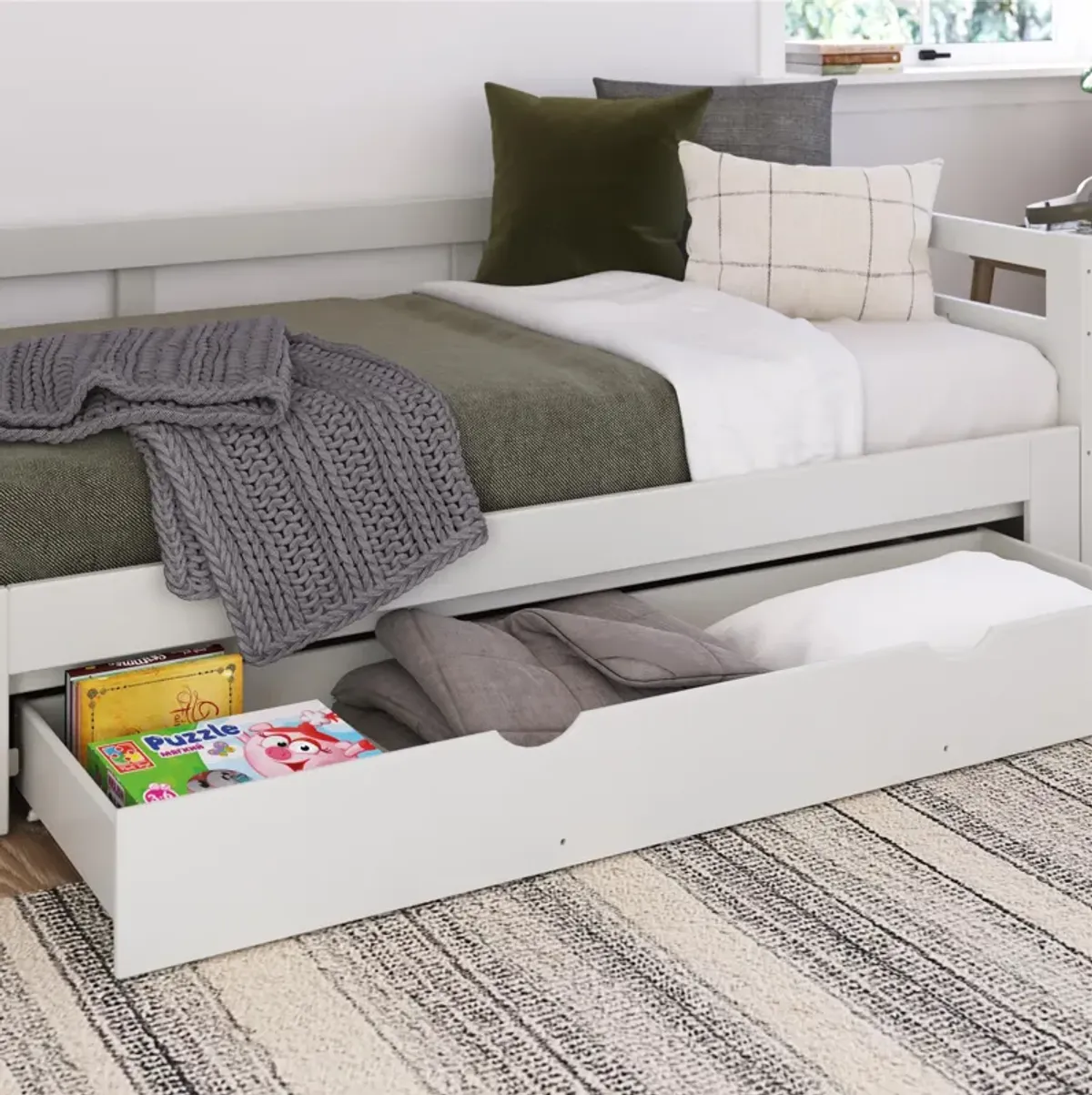 Rhodes Twin to King Wood Daybed with Storage Drawer