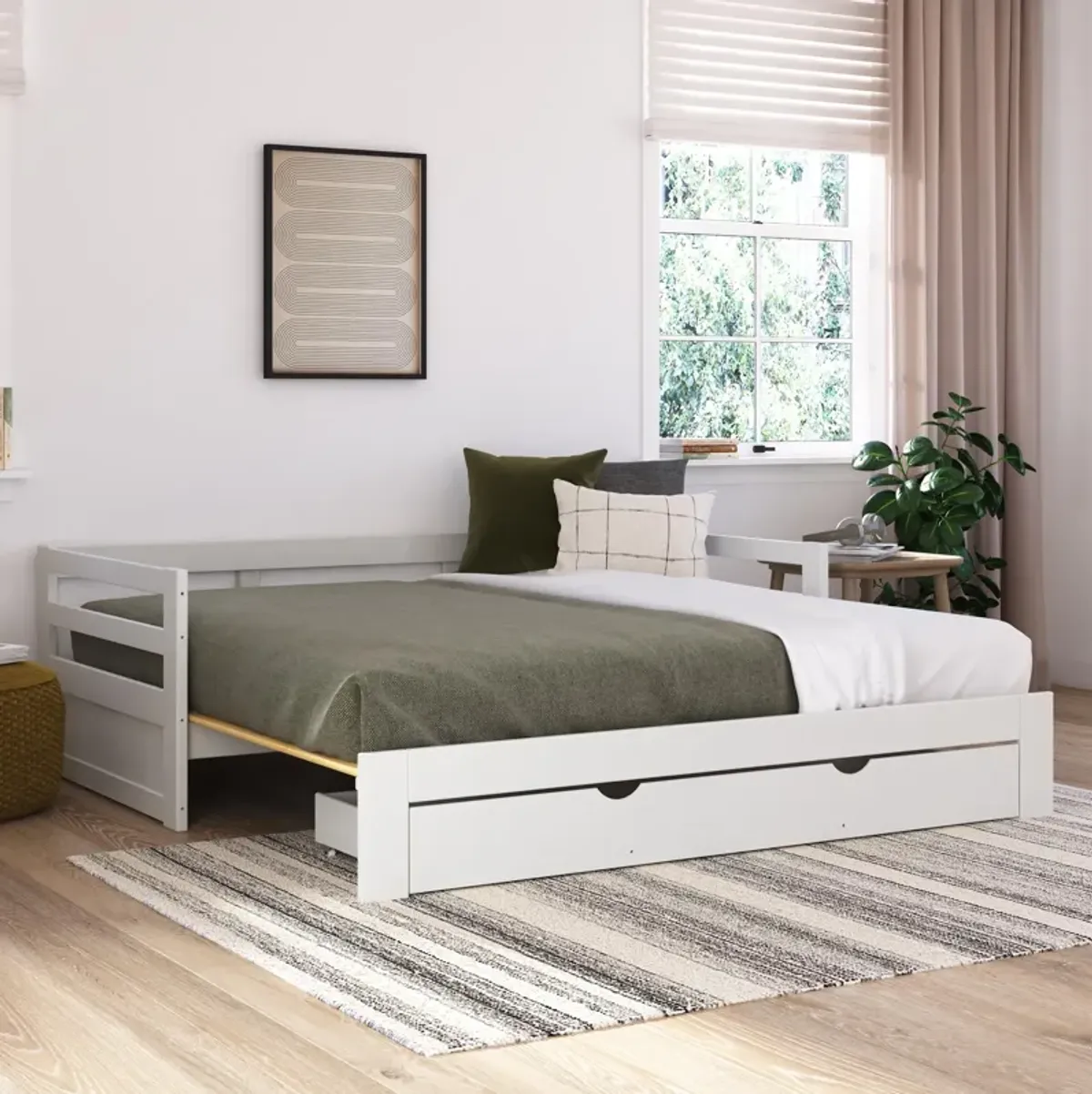 Rhodes Twin to King Wood Daybed with Storage Drawer