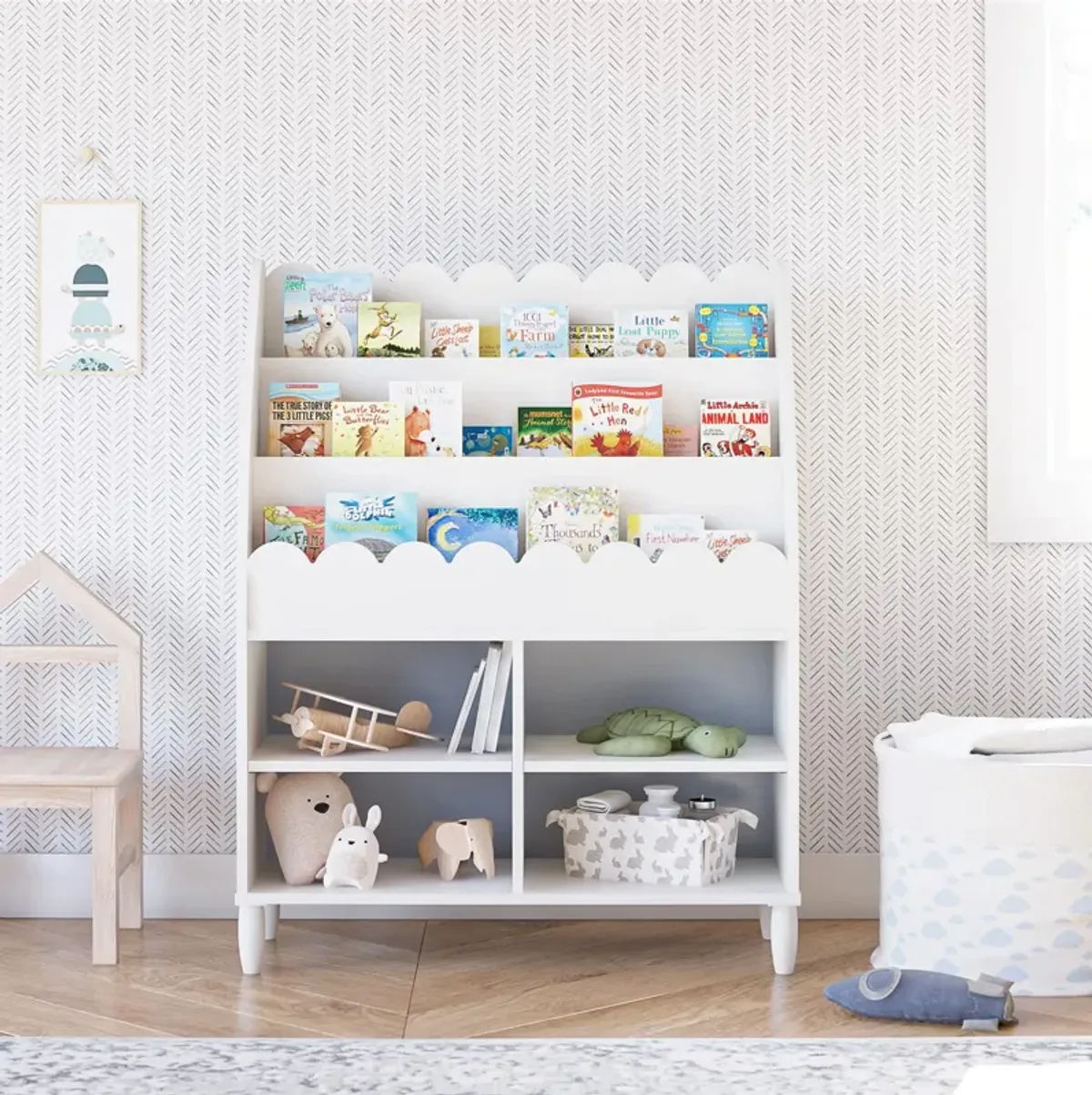 Cloud Kids' Bookshelf with Toy Storage Organizer