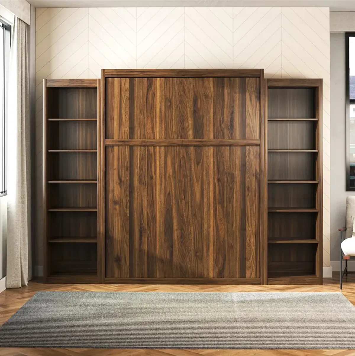 Paramount Murphy Bed with 2 Open Storage Side Cabinets