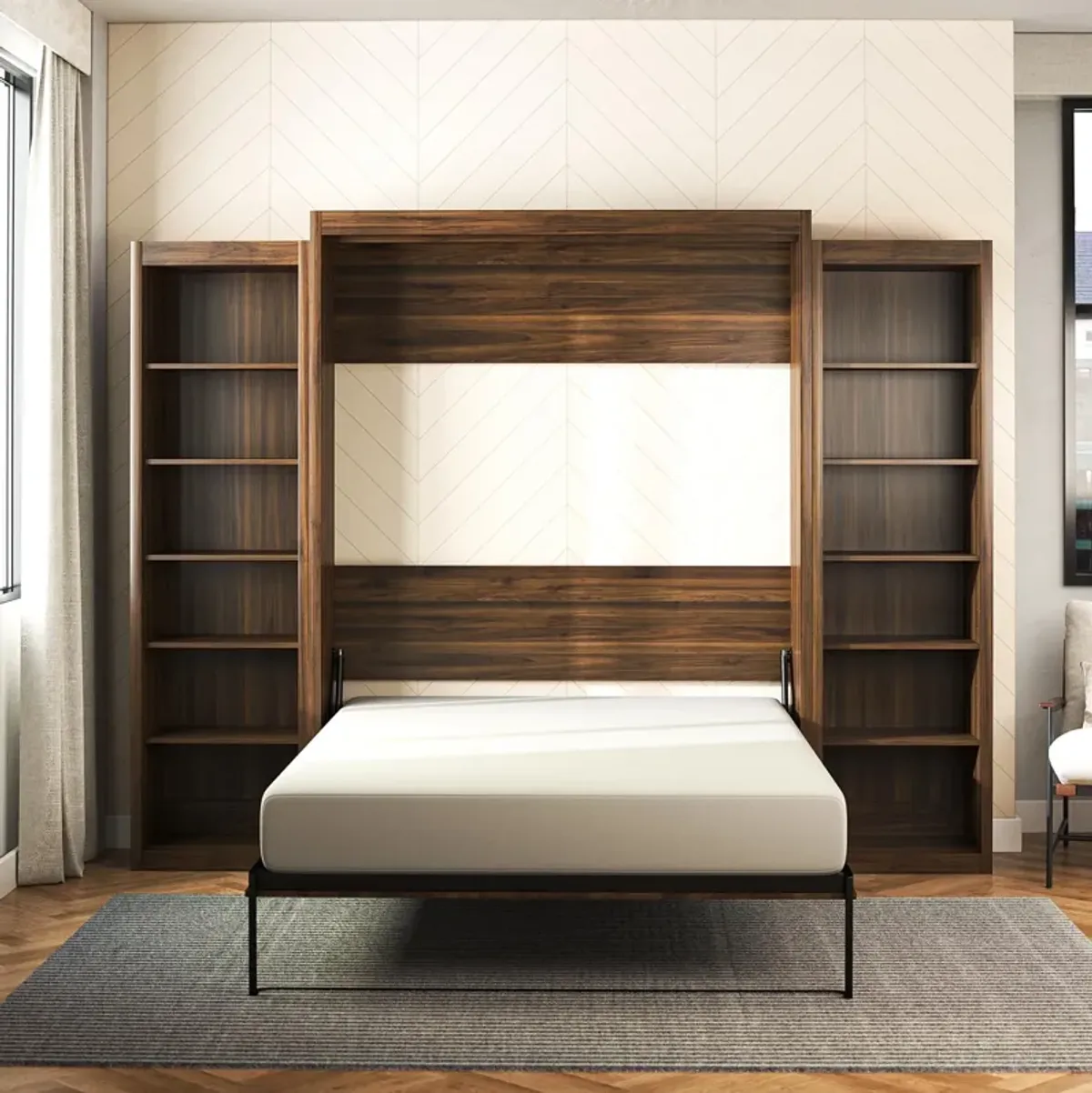 Paramount Murphy Bed with 2 Open Storage Side Cabinets