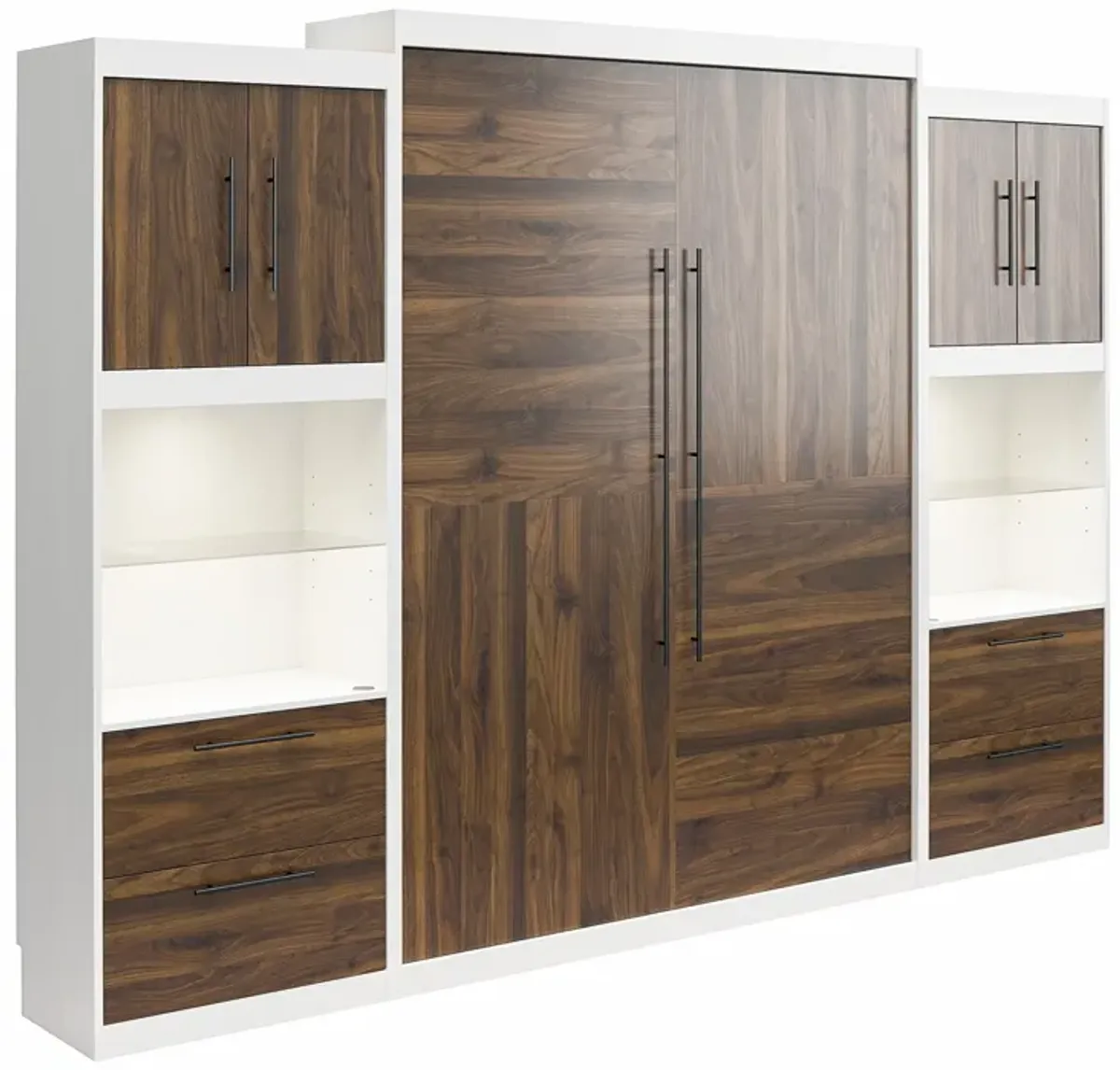 Pinnacle Murphy Bed Bundle with 2 Side Cabinets & Touch Sensor LED Lighting