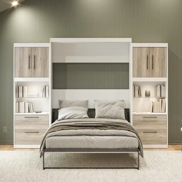 Pinnacle Murphy Bed Bundle with 2 Side Cabinets & Touch Sensor LED Lighting