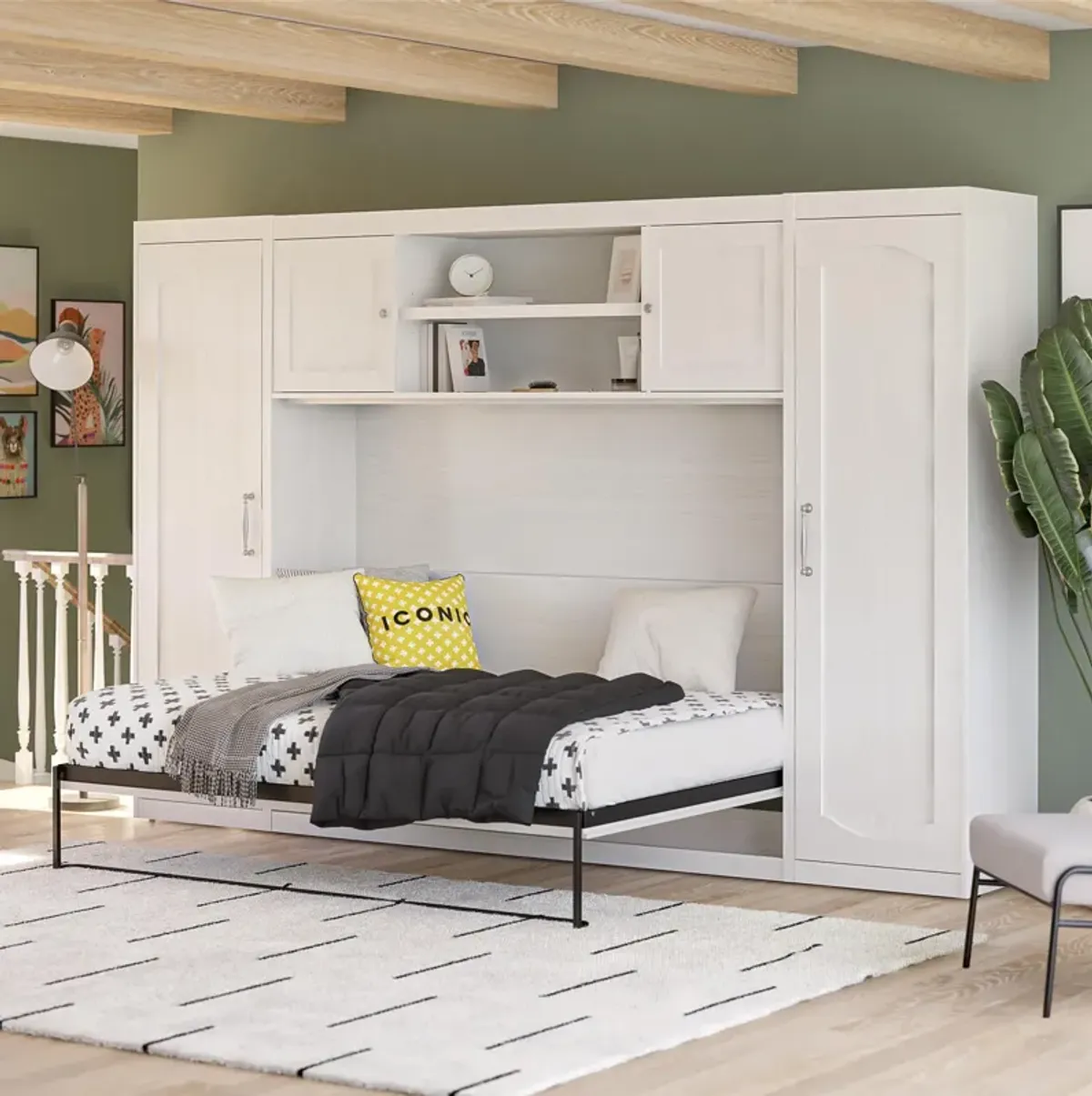 Her Majesty Daybed Murphy Bed Bundle with Two Wardrobe Storage Cabinet