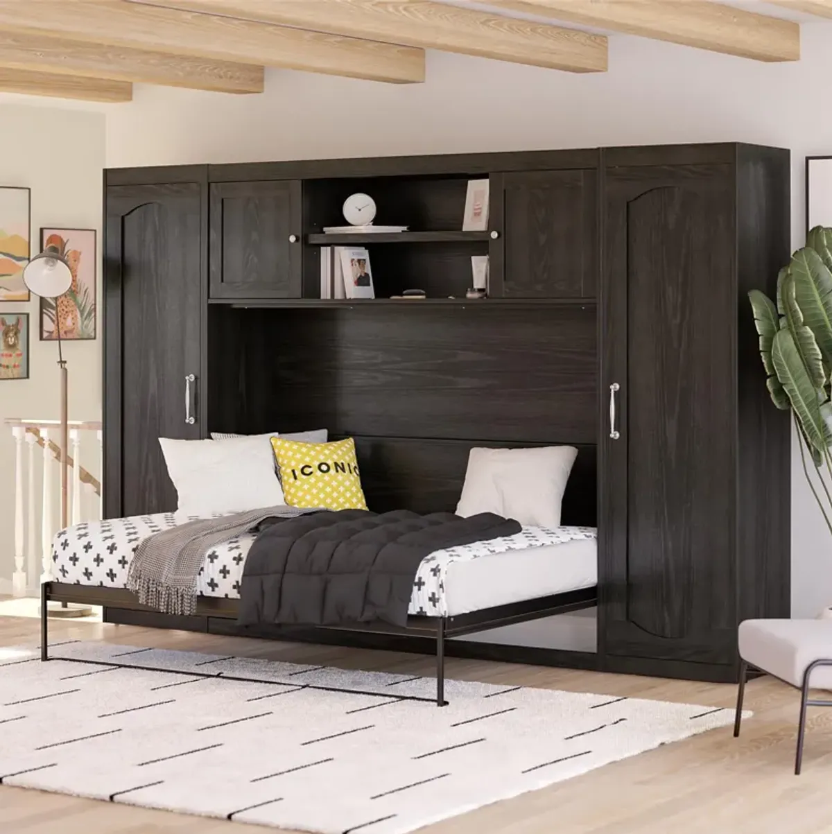 Her Majesty Daybed Murphy Bed Bundle with Two Wardrobe Storage Cabinet