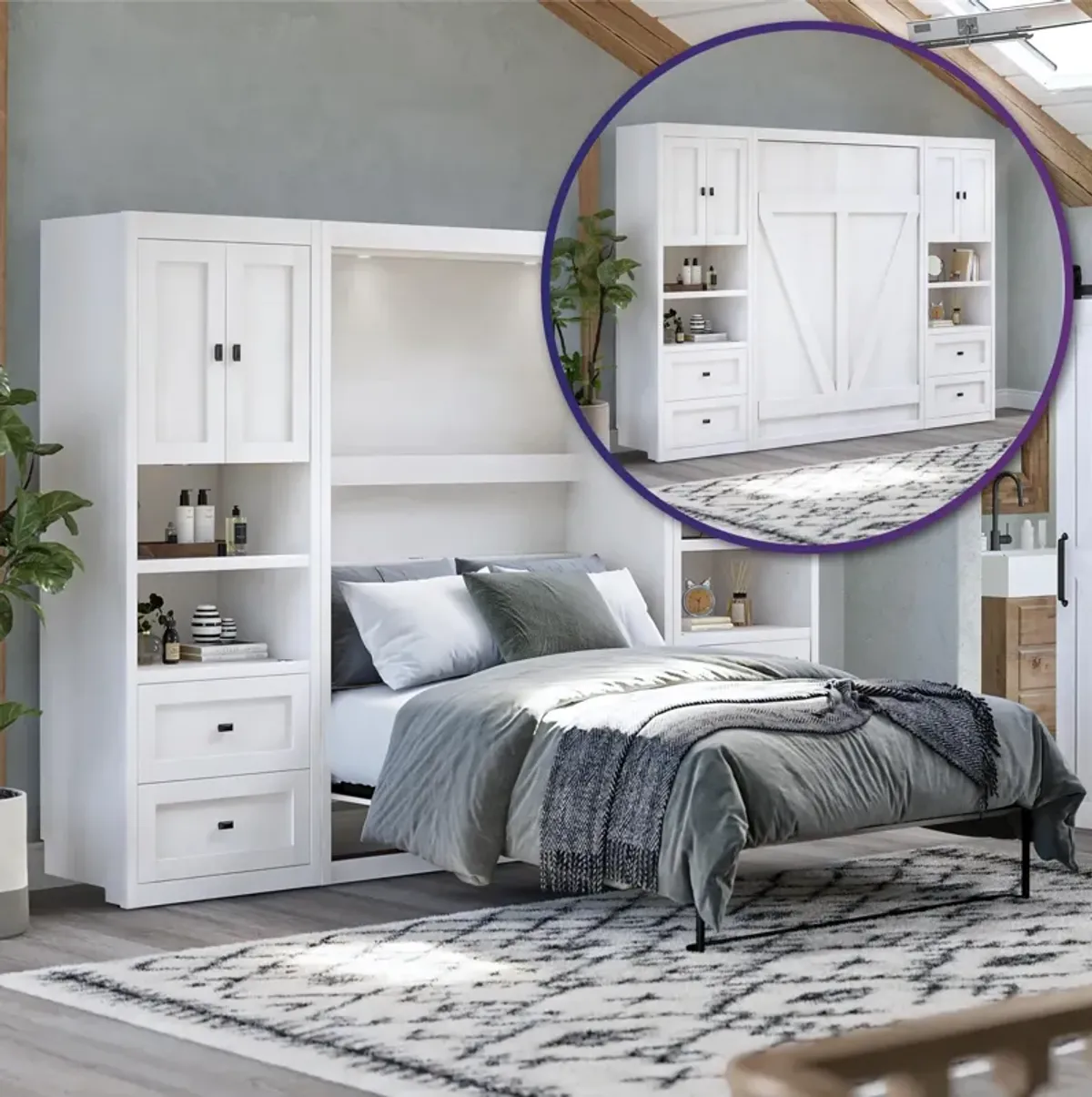 Farmington Murphy Bed Bundle with 2 Side Cabinets