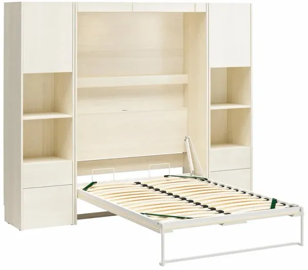 Greenwich Murphy Bed Bundle with 2 Wardrobe Side Storage Cabinets