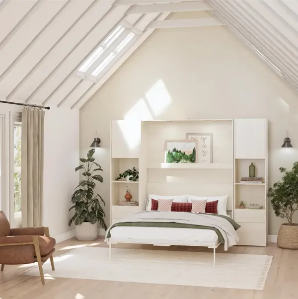 Greenwich Murphy Bed Bundle with 2 Wardrobe Side Storage Cabinets