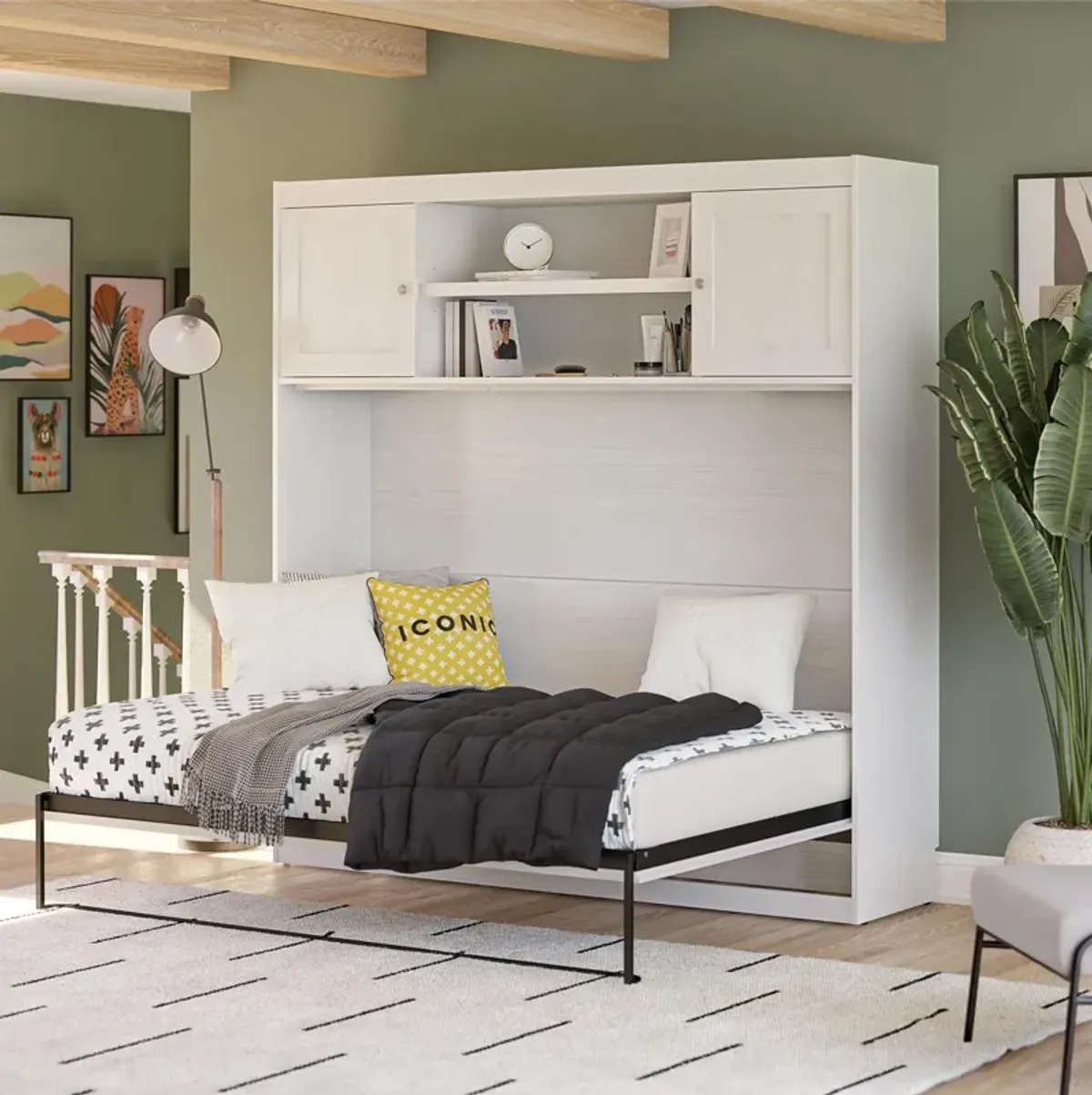 Her Majesty Daybed Murphy Bed with Overhead Storage Cabinet