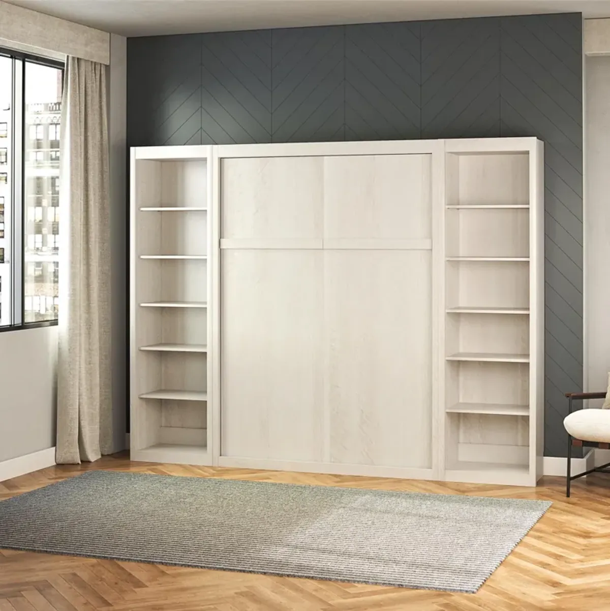 Paramount Murphy Bed with 2 Open Storage Side Cabinets