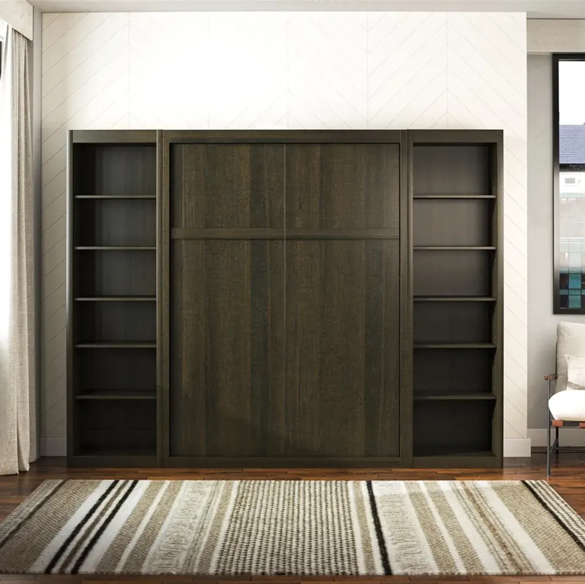 Paramount Murphy Bed with 2 Open Storage Side Cabinets