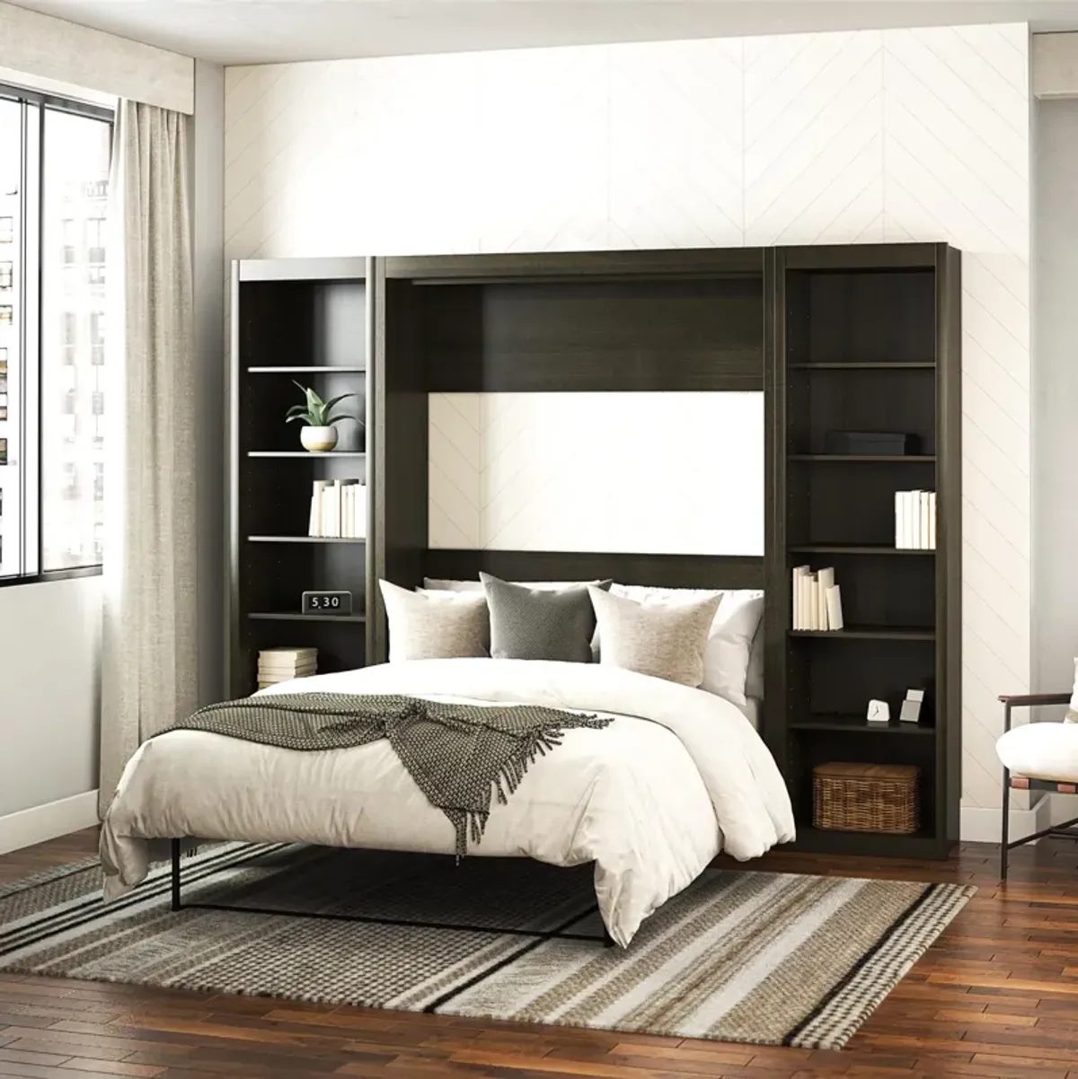 Paramount Murphy Bed with 2 Open Storage Side Cabinets