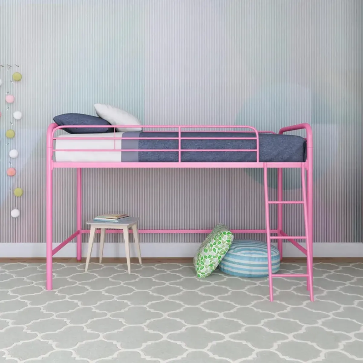 Jett Junior Full Metal Loft Bed with 3 Step Ladder