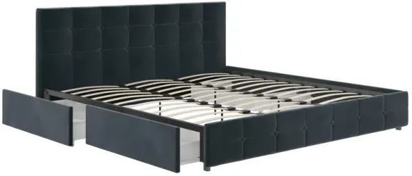 Rose Upholstered Bed with Button Tufted Detail and Storage Drawers