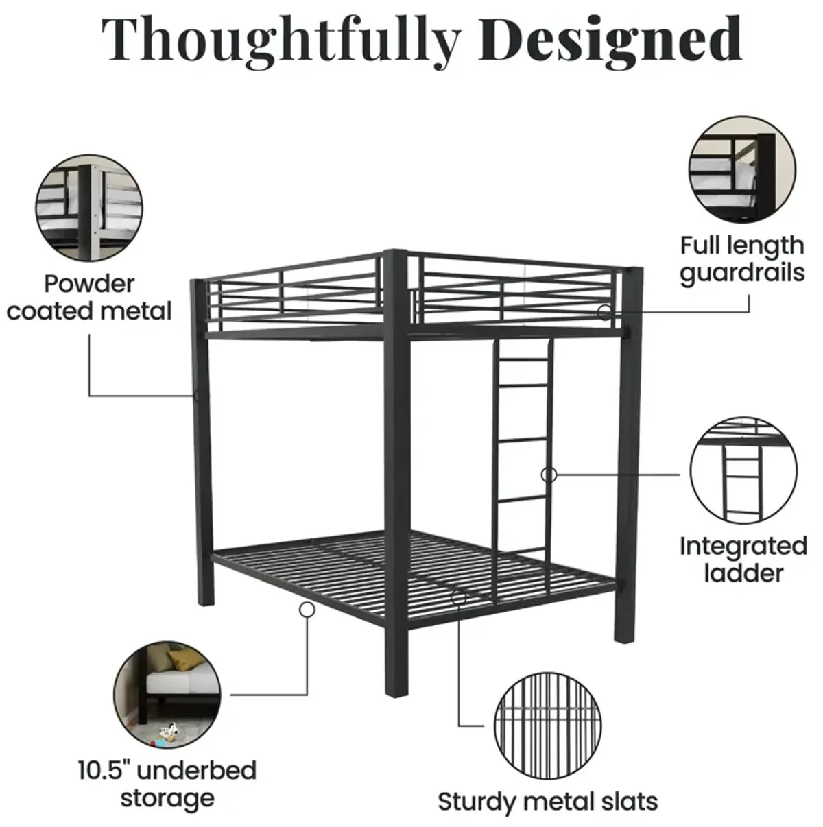 Burleigh Full over Full Metal Bunk Bed Frame