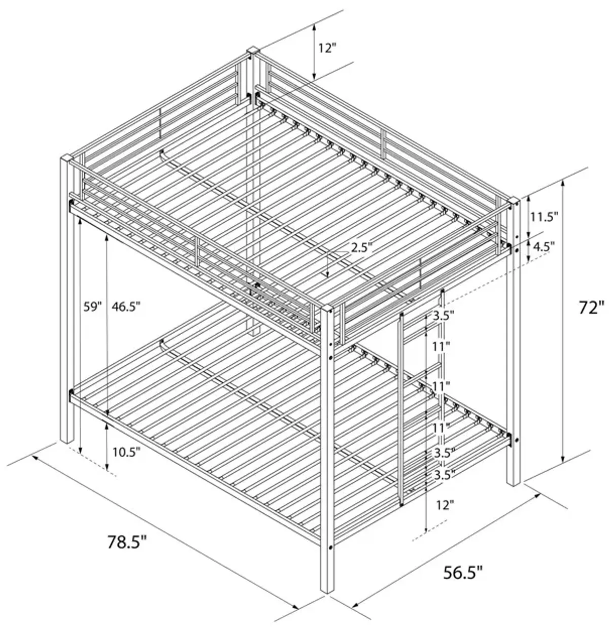 Burleigh Full over Full Metal Bunk Bed Frame