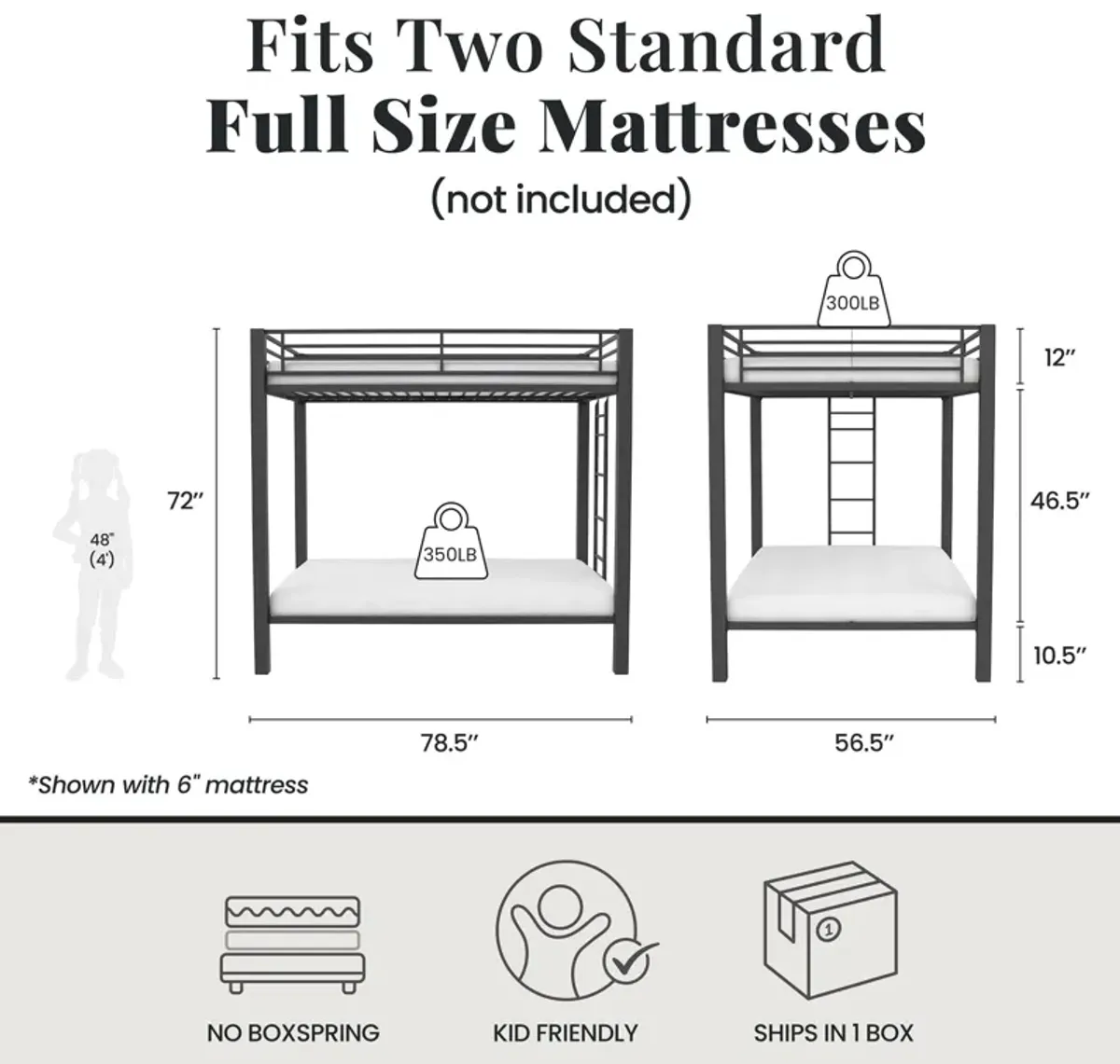 Burleigh Full over Full Metal Bunk Bed Frame