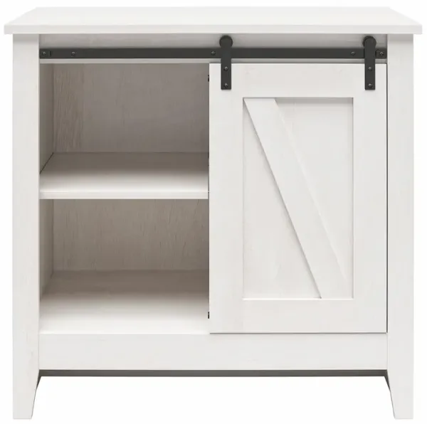 Alton Nightstand with Sliding Barn Door and 4 Shelves