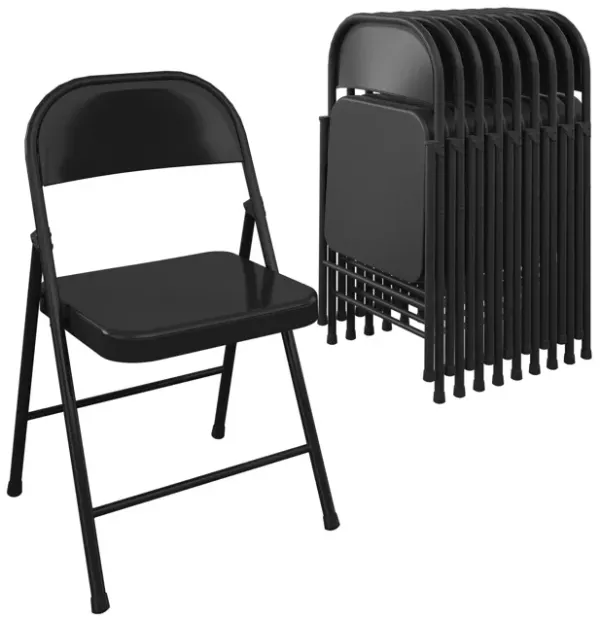 All Steel Smartfold Folding Chair, 10 Pack, Black