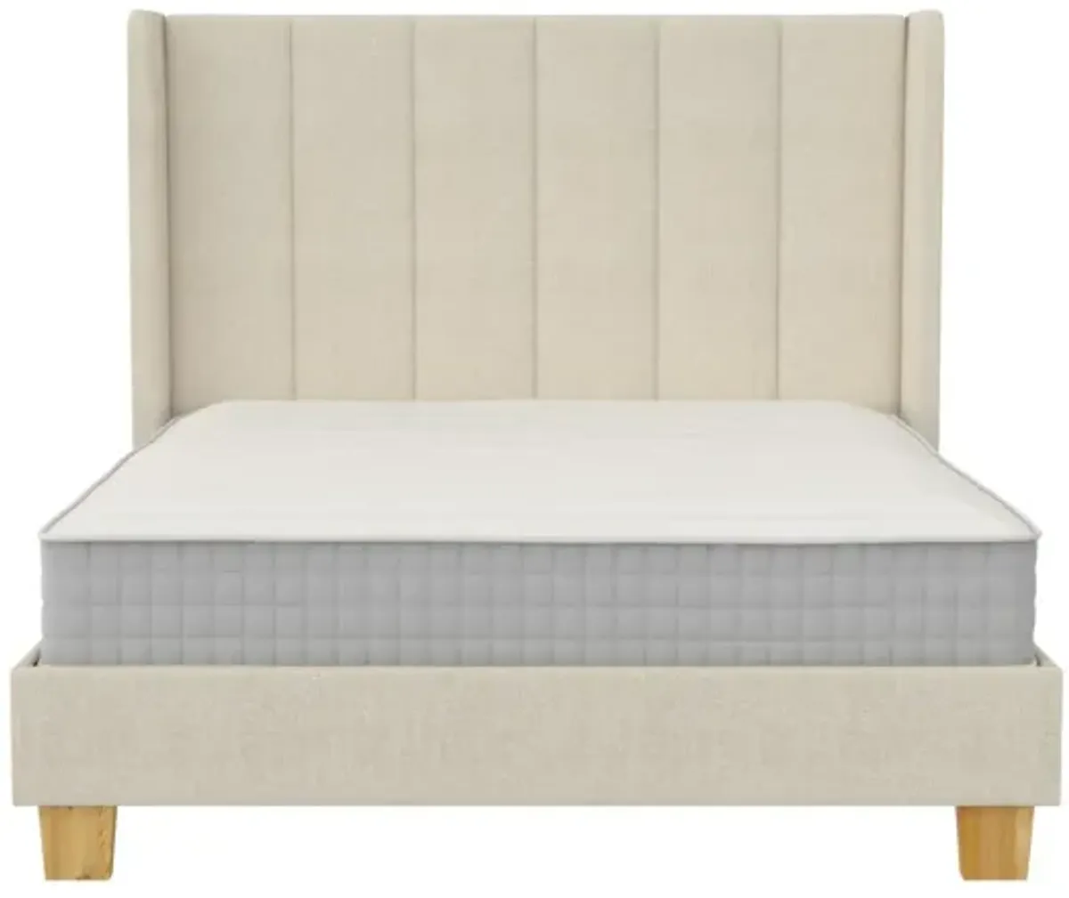 Nadege Wingback Platform Bed Frame with Tufted Headboard