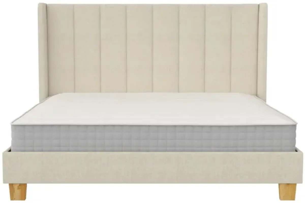 Nadege Wingback Platform Bed Frame with Tufted Headboard