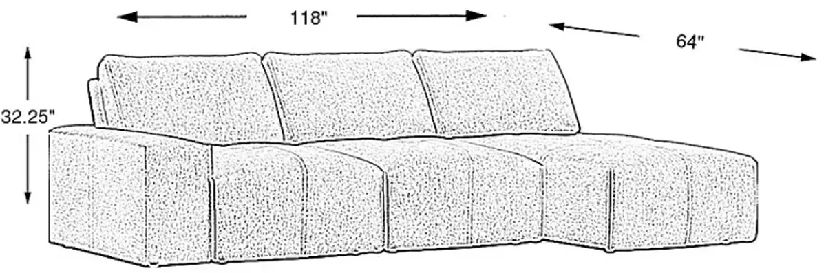 Laney Gray 3 Pc Sectional