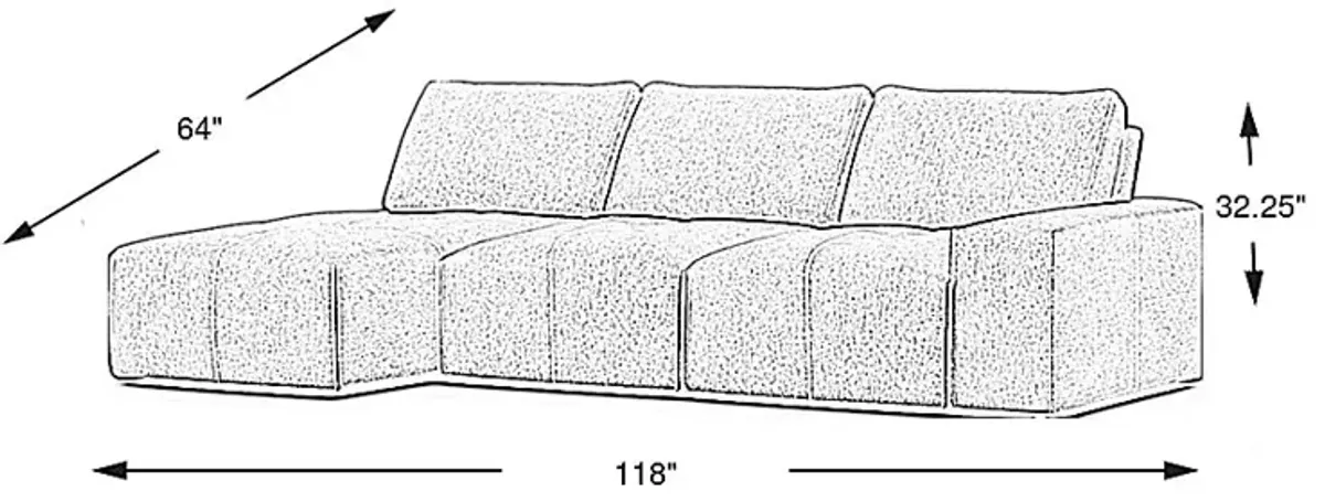 Laney Gray 3 Pc Sectional