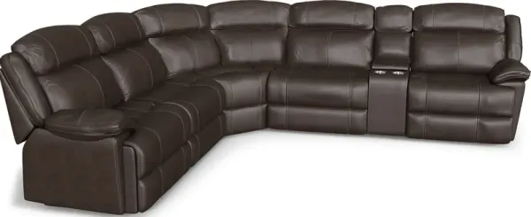 West Valley Brown 6 Pc Leather Reclining Sectional