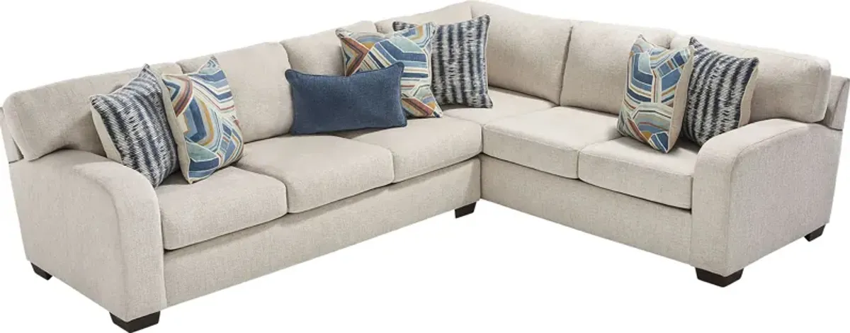 Sienna Way Cream Chenille 2 Pc Sectional