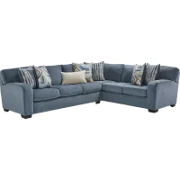 Sienna Way Blue Chenille 2 Pc Sectional