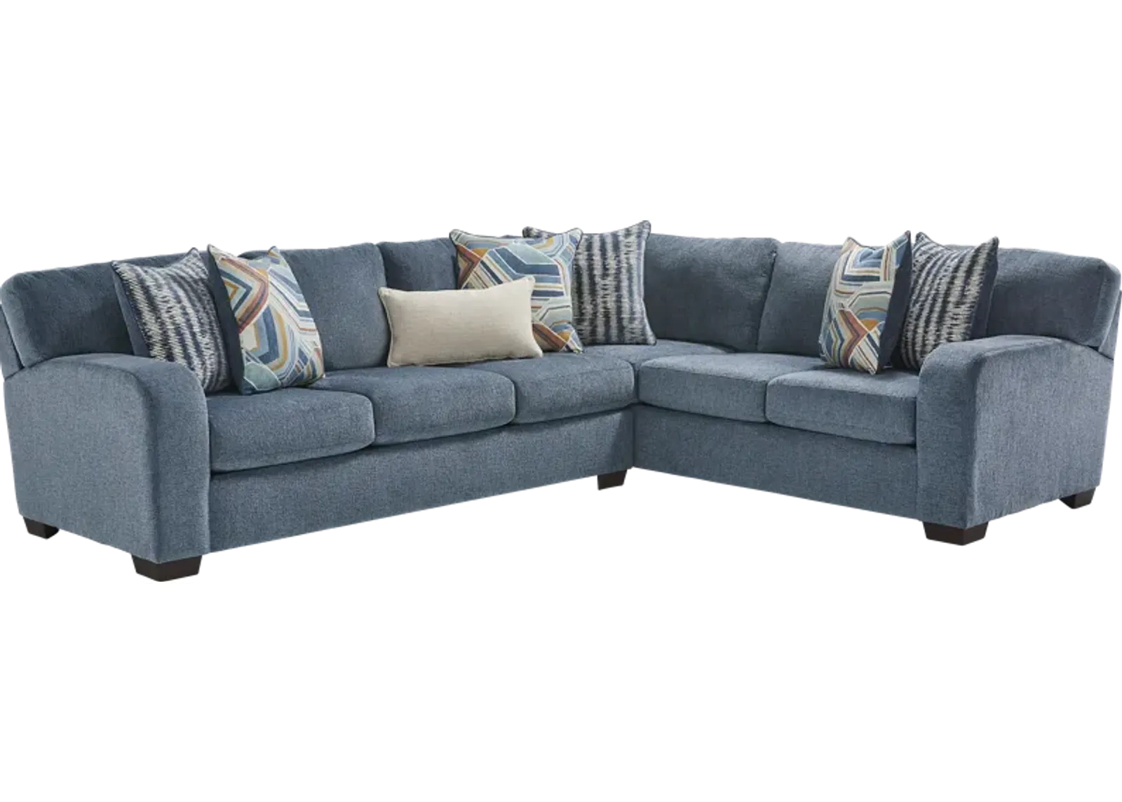 Sienna Way Blue Chenille 2 Pc Sectional