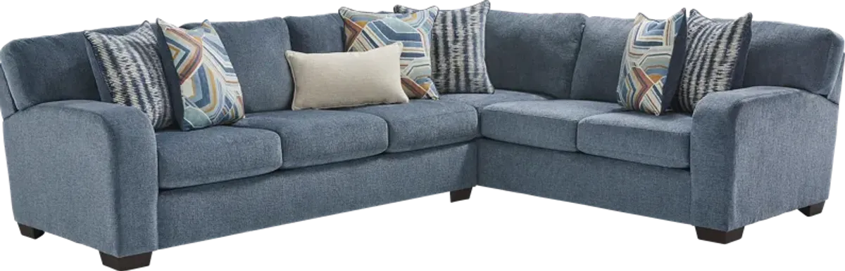 Sienna Way Blue Chenille 2 Pc Sectional