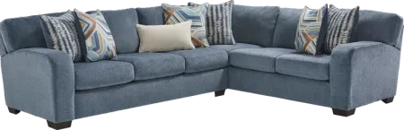 Sienna Way Blue Chenille 2 Pc Sectional